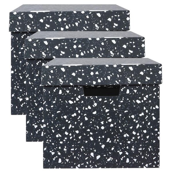 3PK Marbig Patterned 41.5cm Archive Box Document Holder w/ Lid Storage Terrazzo