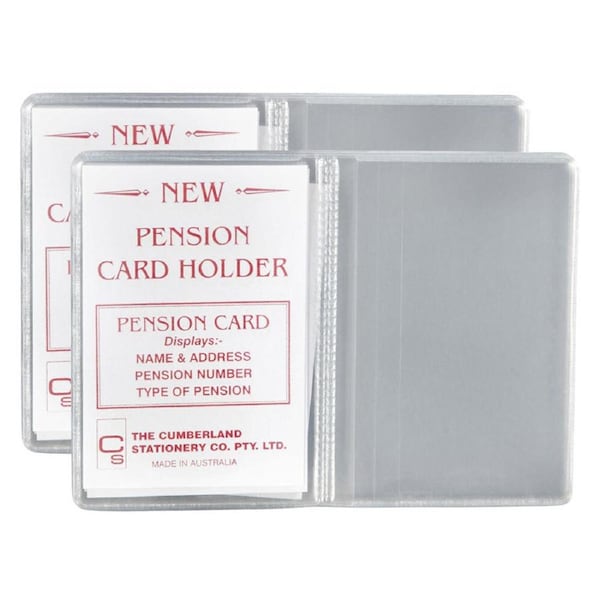 2PK Cumberland Pension/Identification Card Holder Dual Pocket Clear PVC 10x7cm