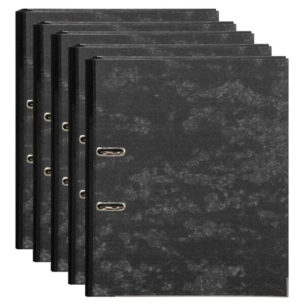 5PK Marbig Reinforced Spine Footscalp 75mm Document Lever Arch File/Binder Black