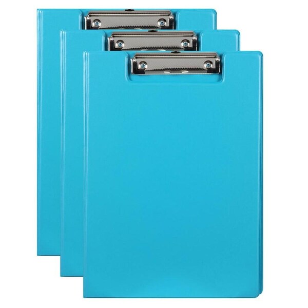 3PK Marbig PP Summer Colour A4 Document Clipfolder Office Paper/File Holder Blue