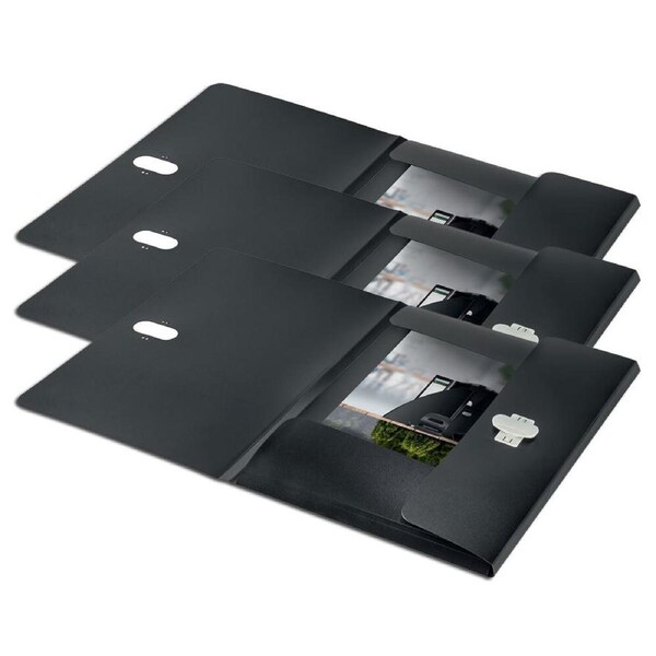 3PK Leitz Recycled 3-Flap A4 Document Folder Office File/Paper Organiser Black