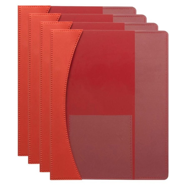 4PK Marbig Premier A4 Flat File Document/Page Paper Organiser Display Folder Red