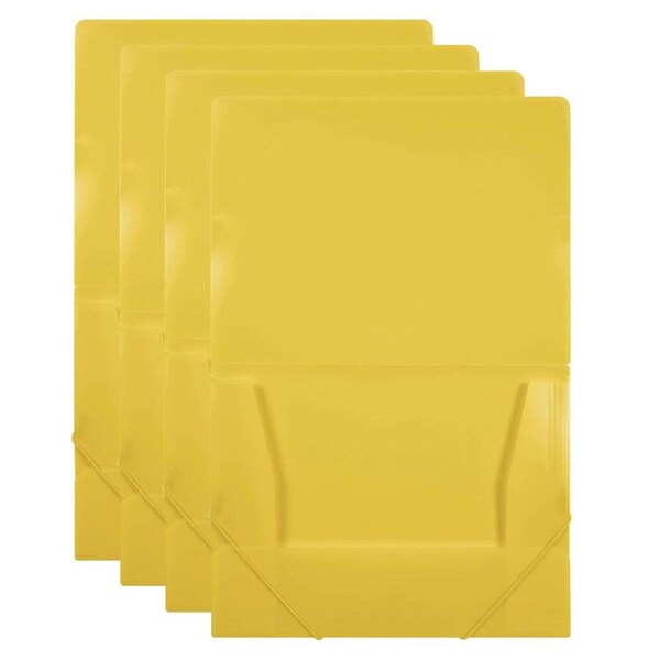 4PK Marbig Document A4 File Organiser w/ Elastic Stationery Paper Storage Yellow