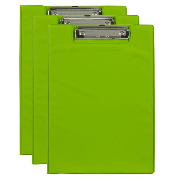 3PK Marbig PP Summer Colour A4 Document Clipfolder Office Paper/File Holder Lime