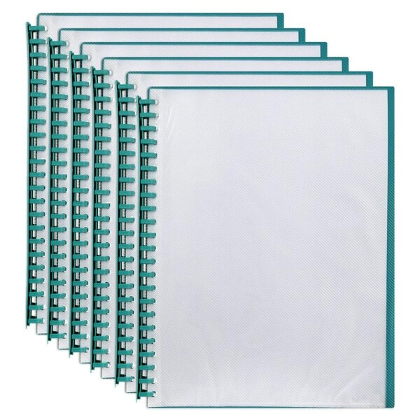 6PK Marbig 20-Pocket A4 Refillable Document Display Book - Clear Front/Green