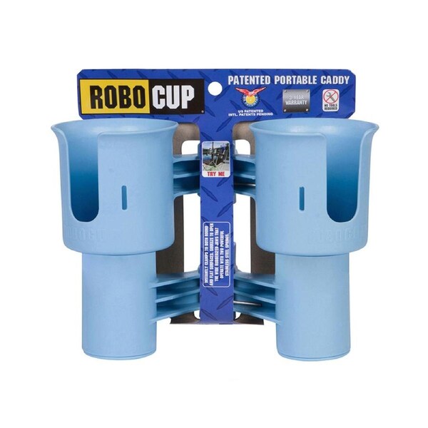 Robo Cup Portable 2-Drinks Caddy/Bottle Holder Camping Accessory Light Blue