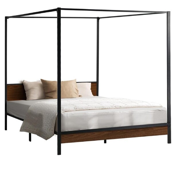 Oikiture Metal Canopy Bed Frame Queen Size Beds Platform