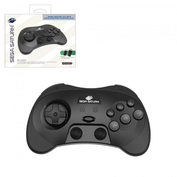 Retro-Bit Sega Saturn 2.4ghz Wireless Pro Controller for PC and Mac (Black)