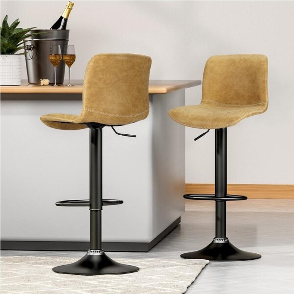 2x Artiss Bar Stools Kitchen Swivel Bar Stool Gas Lift Chairs Barstools Brown