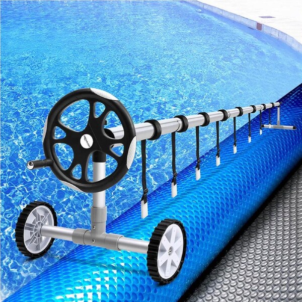 Aqua Buddy Pool Cover 11x6.2m 400 Micron Silver Swimming Pool Solar Blanket 6.55m Roller