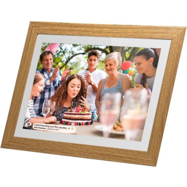Frameo 10.1" Smart WiFi Digital Photo Video Frame White Oak