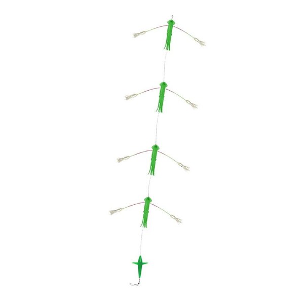 Sea Pro AFN 4-Bay Flying Flip Bait Teaser/Rubber Squid Catch/Fishing Lure Green