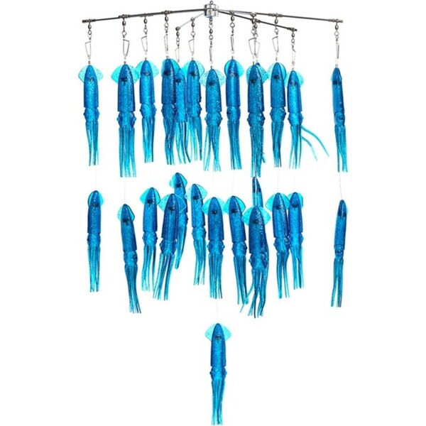 Sea Pro Stainless Steel 24'' Dredge w/ 27 Squids Fishing Marlin Attractor Blue