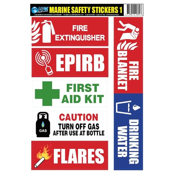 AFN Marine Safety UV Vinyl Boat Warning Stickers 1/Danger Sign Adhesive Decals