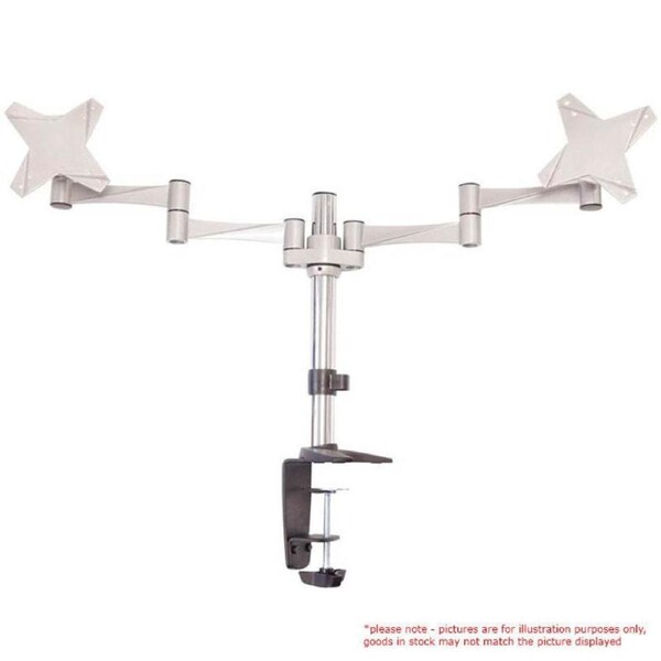 Astrotek Dual Monitor Arm Desk Mount Height Adjustable Stand for 2x LCD Display 23.8' 24' 27' 8kg 30 Tilt 180 Swivel 360 Pivot VESA 75x75 100x100