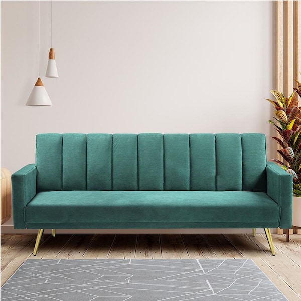 Levede 3-Seater Convertible Sofa Bed Velvet Lounge – Green