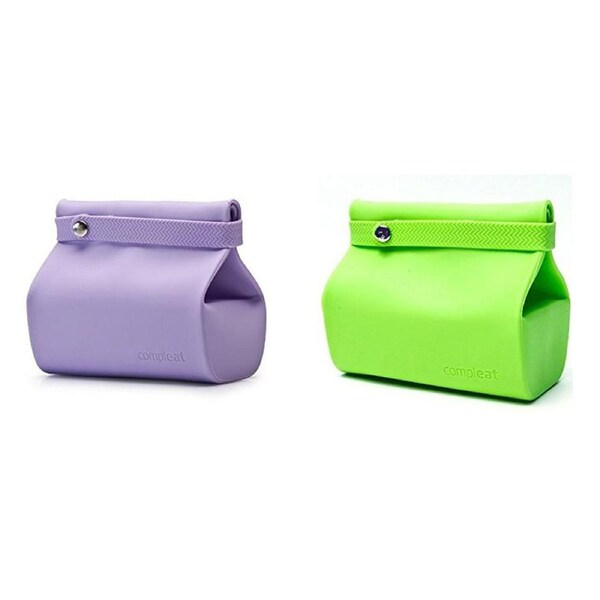 Compleat Silicone Lunch Bags 2 Pack in Lavender & Green