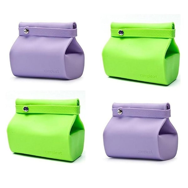 Compleat Silicone Lunch Bags 4 Pack in Lavender & Green