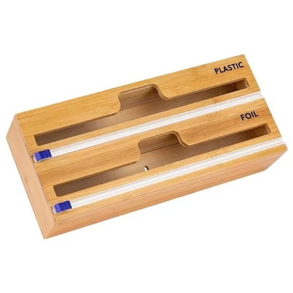 Bamboo Cling Wrap Aluminium Foil Kitchen Storage Dispenser