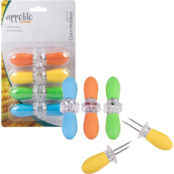 Appetito Soft Grip Corn Holders Set 8 - Asst. Colours
