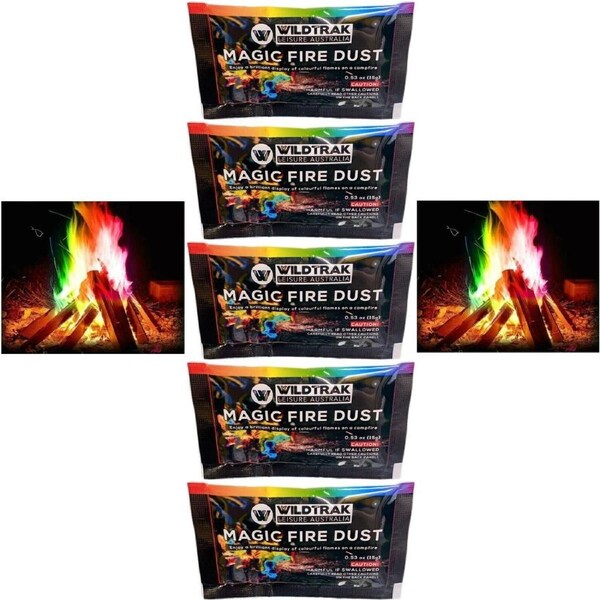 5 Pack Wildtrak Magic Fire Colour Changing Dust Flames Campfire 15g
