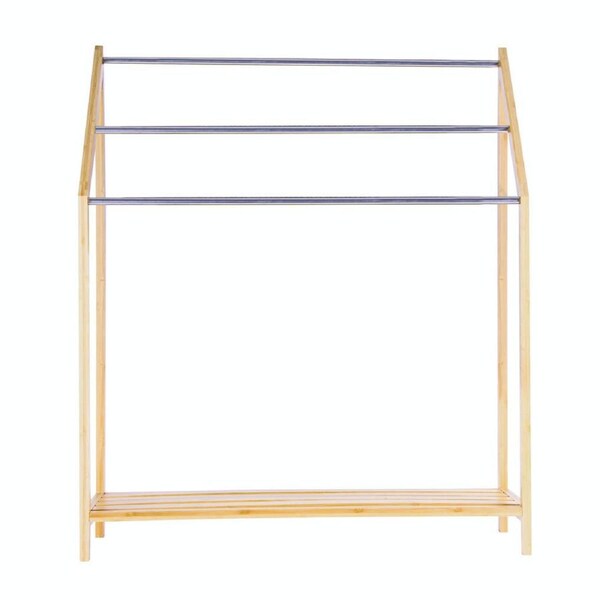 Clevinger Home Bamboo Bathroom Towel Holder w/ 3 Rails & Shelf Rack 85cm