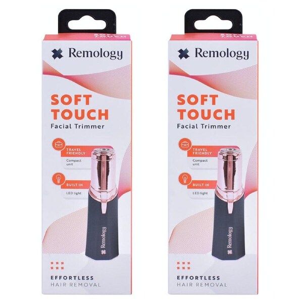 2PK Remology Soft Touch Compact Travel Gentle Facial Hair Trimmer w/ LED Light
