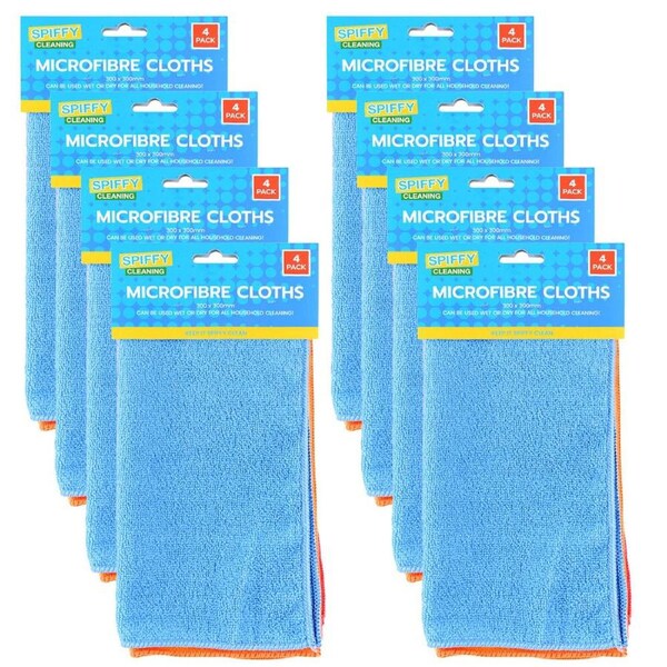 32pc Spiffy Cleaning Soft Microfibre Household Cleaning/Dusting Cloths/Rags