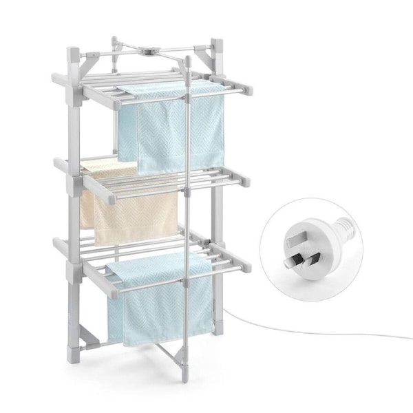 Maxkon Electric Airer 3 Tier Heated Clothes Dryer Laundry Drying Rack Heater Towel Rail Stand Foldable 220W