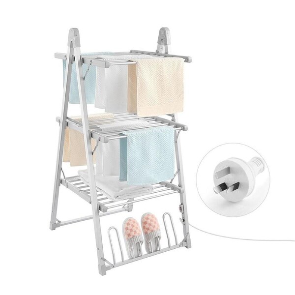 2 In 1 Electric Airer Heated Dryer Laundry Drying Rack Clothes Shoes Heater Towel Rail Stand Foldable 330W