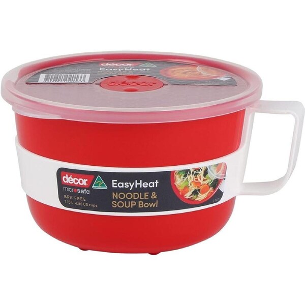 Decor Microsafe Noodle and Oat Bowl, 1.15 Litre Capacity, Red, 30.4 oz