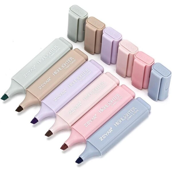 Catzon Highlighter Pen Water Based Quick Dry No Bleed for School Office-6 Delight Colors