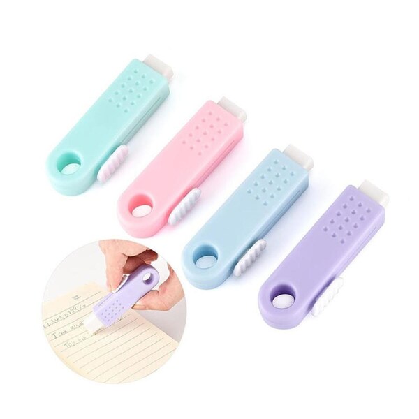 Catzon 4 Pcs Sliding Retractable Eraser without Leaving Traces for Students