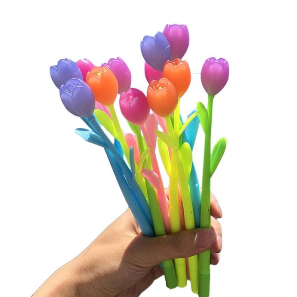 Catzon 12 Pcs Color Changing Flower Pens Gel Ink Black 0.5mm for School-Random Color