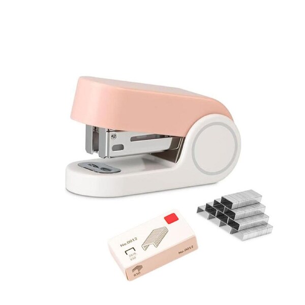 Catzon Mini Stapler with 830 Staples 2-12 Sheets Capacity for School Office-Pink