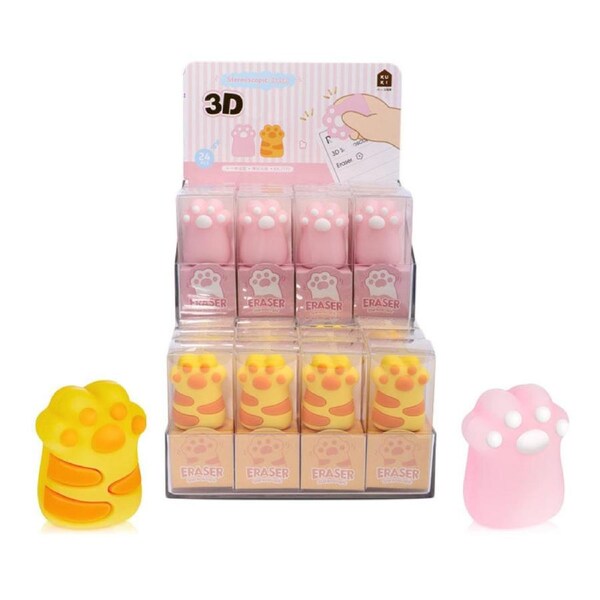 Catzon 24 Pcs Cute Cat Paw Eraser School Supplies Kids Classroom Prizes