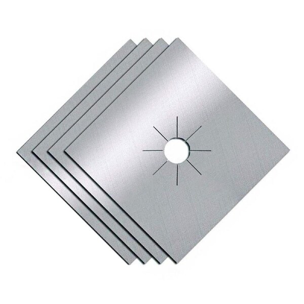 12pcs Stove Burner Covers Gas Stove Protectors Double Thickness, Reusable, Non-Stick, Fast Clean Liners for Kitchen/Cooking-Silver