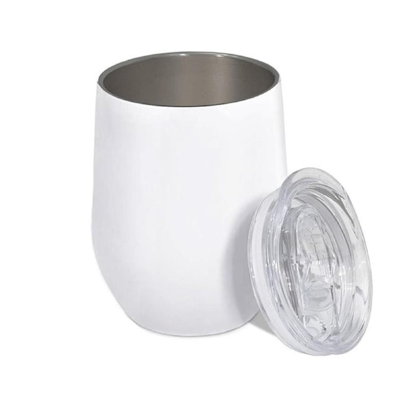 Catzon 360ml Stainless Steel Insulated Coffee Tumbler Stemless with Sliding Lid-White