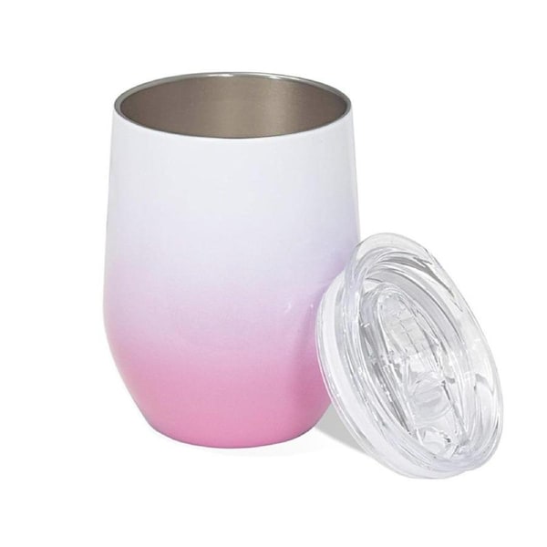 Catzon 360ml Stainless Steel Insulated Coffee Tumbler Stemless with Sliding Lid-Pink