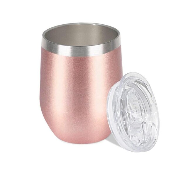 Catzon 360ml Stainless Steel Insulated Coffee Tumbler Stemless with Sliding Lid-Gold