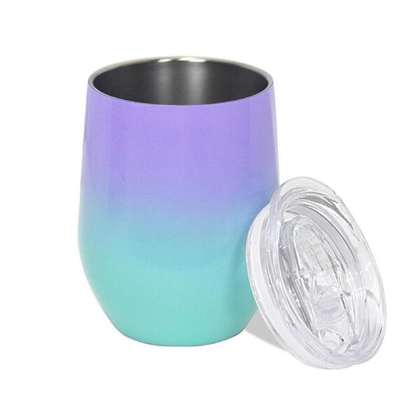Catzon 360ml Stainless Steel Insulated Coffee Tumbler Stemless with Sliding Lid-Purple