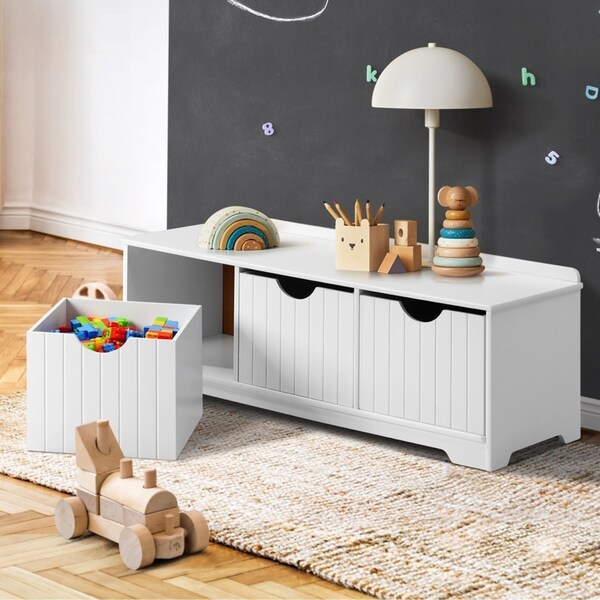 Oikiture Kids Toy Box Chest Storage Blanket Children Clothes Room Organiser White
