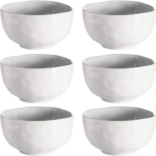 6x Ecology Speckle Milk 14cm Stoneware Noodle/Rice Bowl Dish Round Tableware WHT