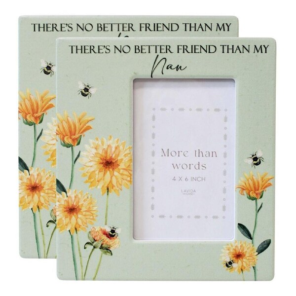 2x Ceramic/Glass 4x6" Photo Frame Picture Holder Tabletop Display Home Decor Nan