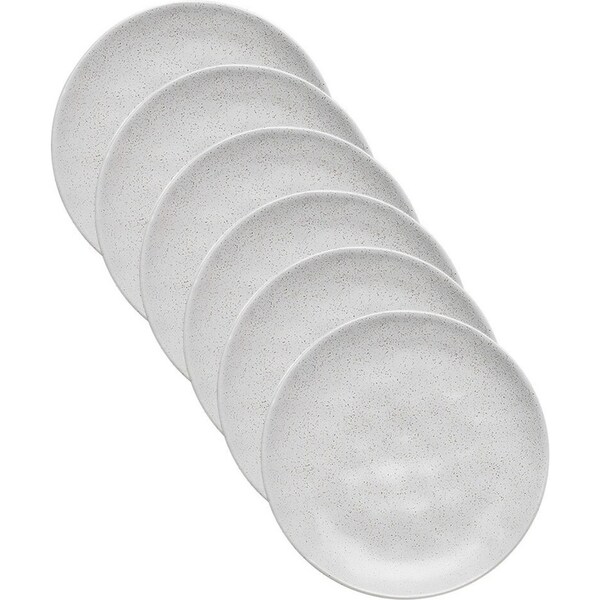 6x Ecology Speckle Milk 15cm Stoneware Cake Plate Dessert Round Tableware WHT
