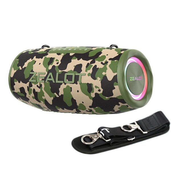 Catzon 80W Bluetooth Speaker Shocking Bass 16000MAh Big Battery for Travel--Camouflage