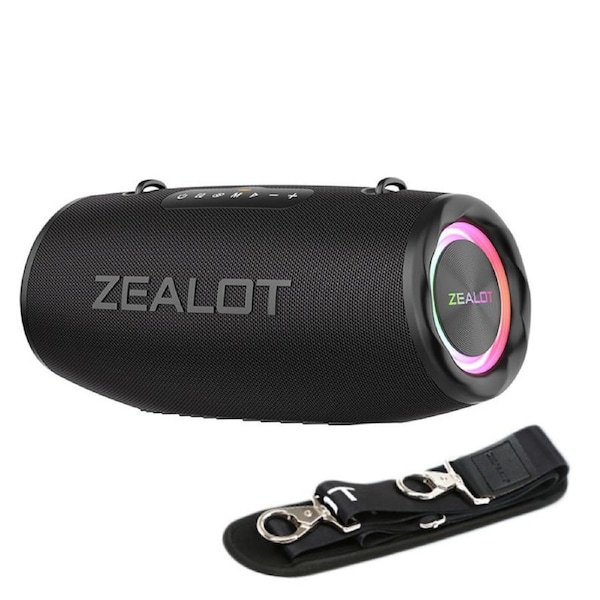 Catzon 80W Bluetooth Speaker Shocking Bass 16000MAh Big Battery for Travel-Black