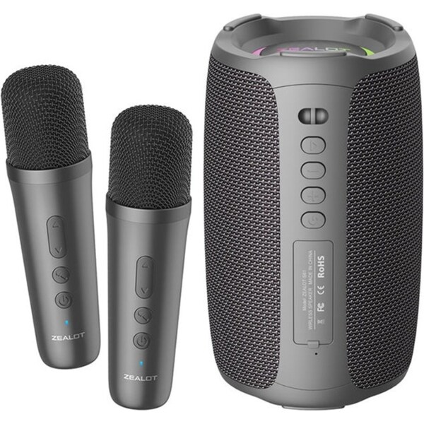 Catzon Karaoke Machine + 2 Microphones with Dual Pairing Stereo & Funny Voice-