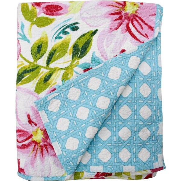 Cotton Reversible 200x230cm Bedspread Cover Home/Room Bedding Large Rect Garden