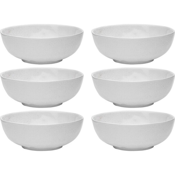 6x Ecology Speckle Milk 18cm Stoneware Soup/Noodle Rice Round Bowl Tableware WHT